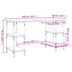 Schreibtisch Schwarz 140x50x75 cm Metall und Holzwerkstoff