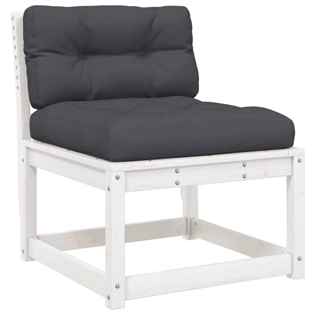 5-tlg. Garten-Lounge-Set mit Kissen Weiß Massivholz Kiefer
