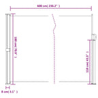 Seitenmarkise Ausziehbar Braun 180x600 cm