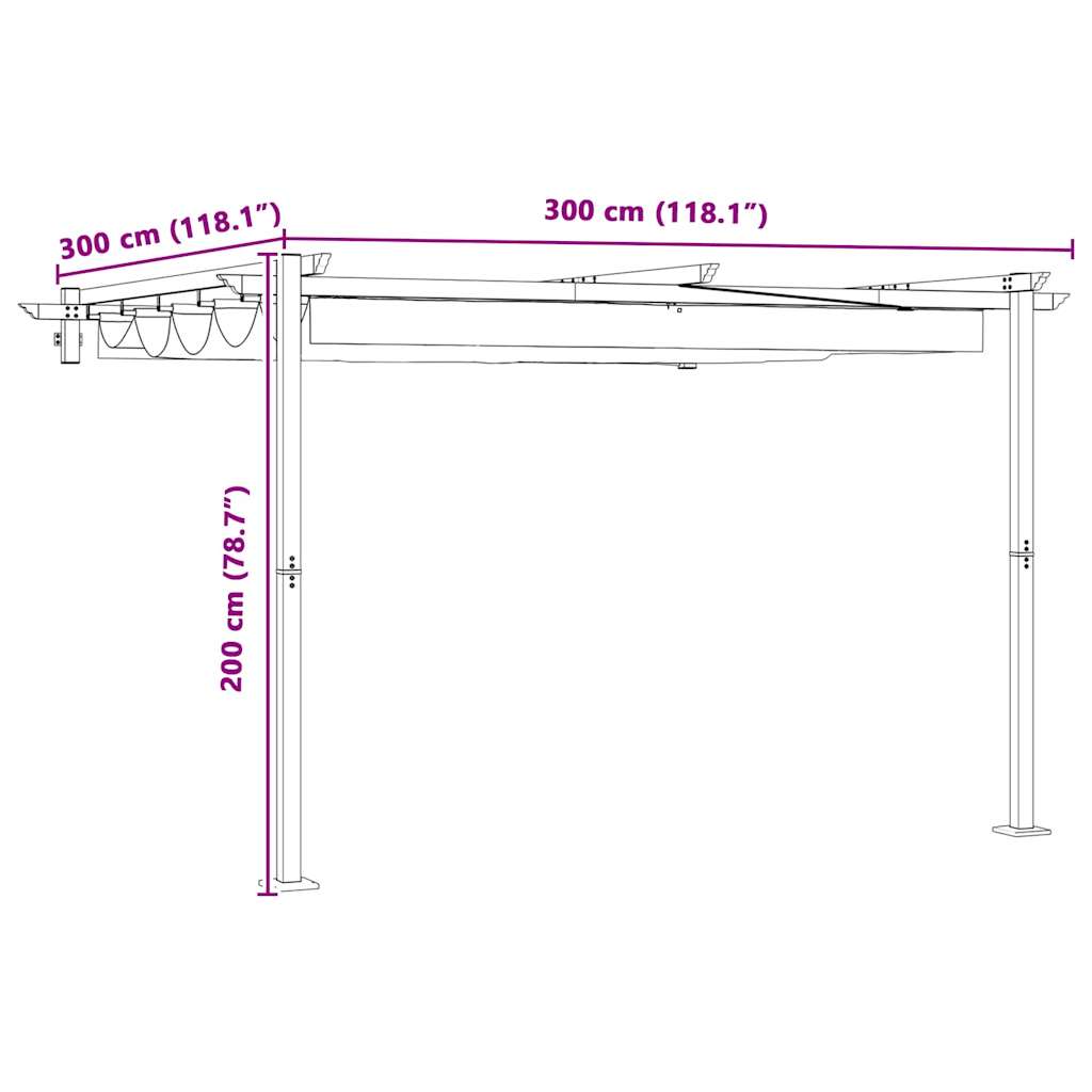 Pavillon 300 x 300 x 200 cm Taupe Polyester