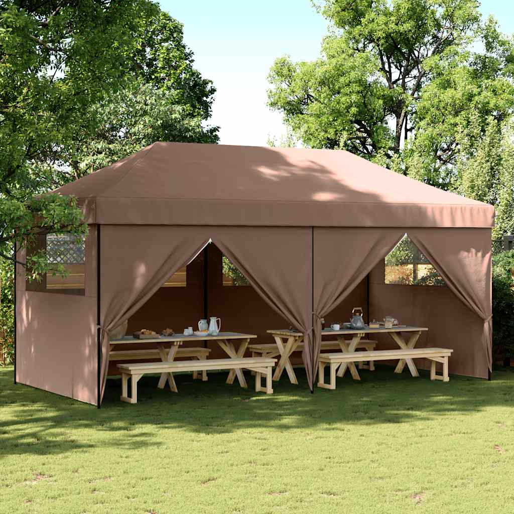 Partyzelt Faltbar Pop-Up mit 4 Seitenteilen Braun