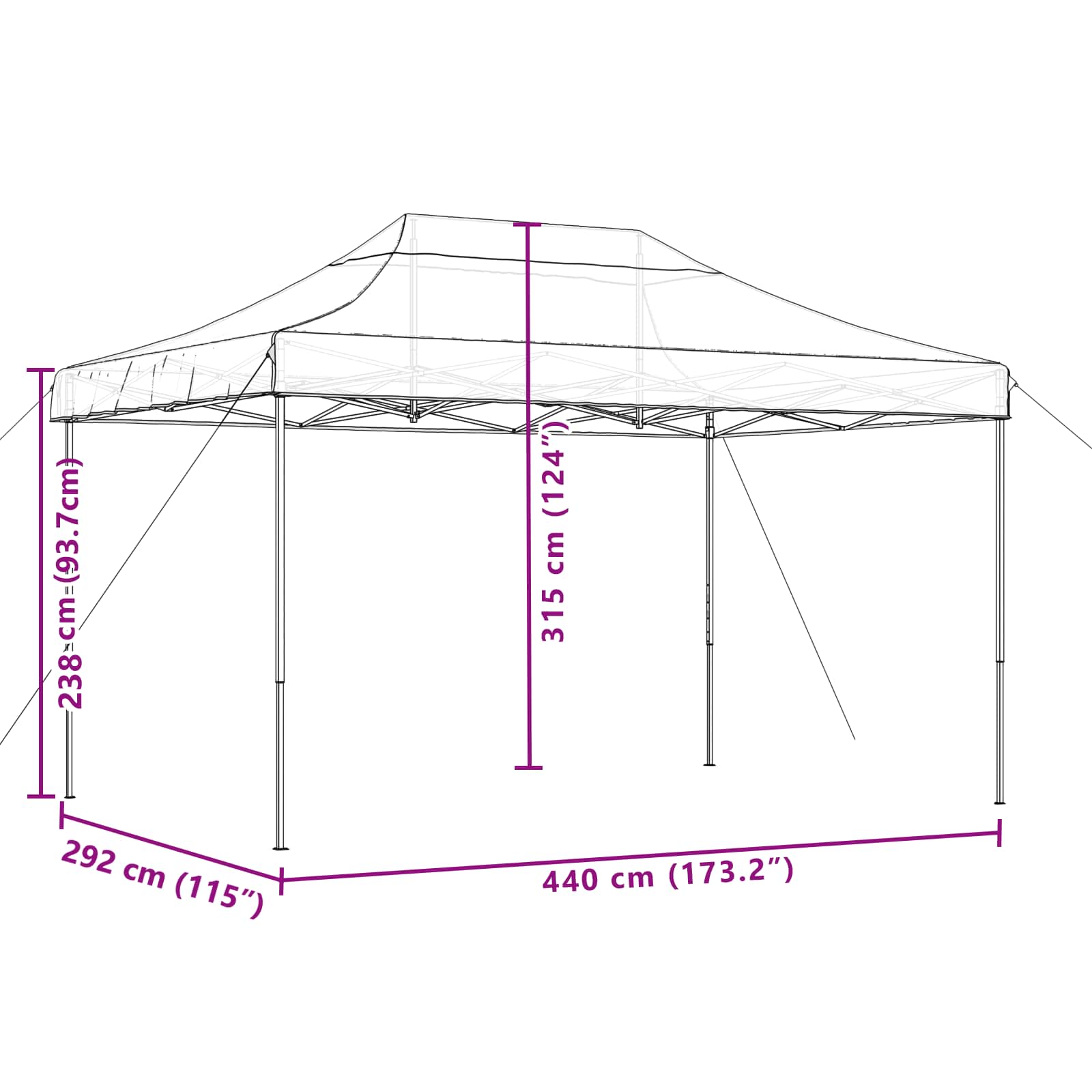 Partyzelt Faltbar Pop-Up Terrakottarot 440x292x315 cm