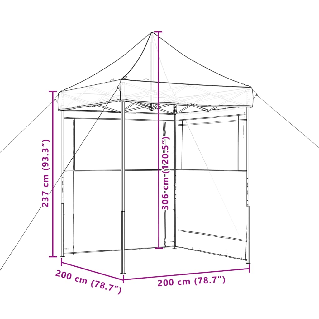 Partyzelt Faltbar Pop-Up mit 2 Seitenteilen Beige