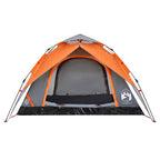 Kuppel-Campingzelt 4 Personen Grau und Orange Quick Release