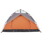 Kuppel-Campingzelt 2 Personen Grau und Orange Quick Release