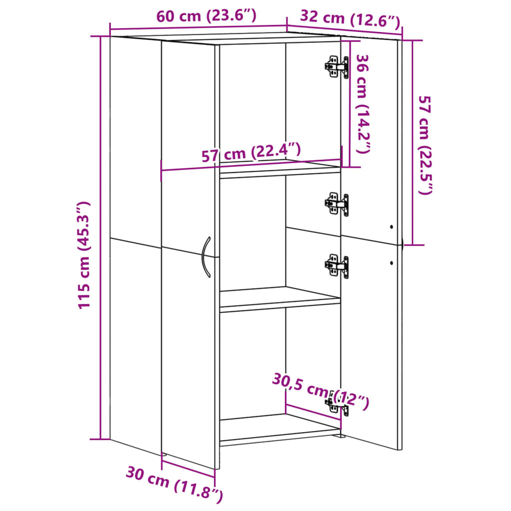 Aktenschrank Sonoma-Eiche 60x32x115 cm Holzwerkstoff