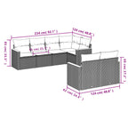 7-teiliges Gartensofa-Set mit Kissen, grau, Polyrattan
