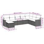 8-teiliges Gartensofa-Set mit Kissen, schwarzes Polyrattan