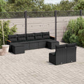 9-tlg. Garten-Sofagarnitur mit Kissen Schwarz Poly Rattan