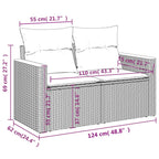 11-teiliges Gartensofa-Set mit Kissen, schwarzes Polyrattan