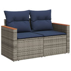 10-teiliges Gartensofa-Set mit Kissen, grau, Polyrattan