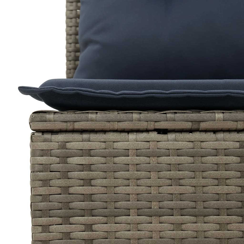10-teiliges Gartensofa-Set mit Kissen, grau, Polyrattan