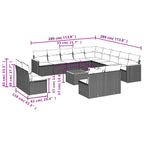 14-teiliges Gartensofa-Set mit Kissen, grau, Polyrattan
