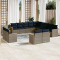 13-teiliges Gartensofa-Set mit Kissen, grau, Polyrattan