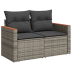 10-tlg. Garten-Sofagarnitur mit Kissen Grau Poly Rattan