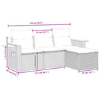 4-tlg. Garten-Sofagarnitur mit Kissen Schwarz Poly Rattan