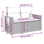 6-tlg. Garten-Sofagarnitur mit Kissen Grau Poly Rattan