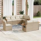 8-tlg. Garten-Sofagarnitur mit Kissen Beige Poly Rattan
