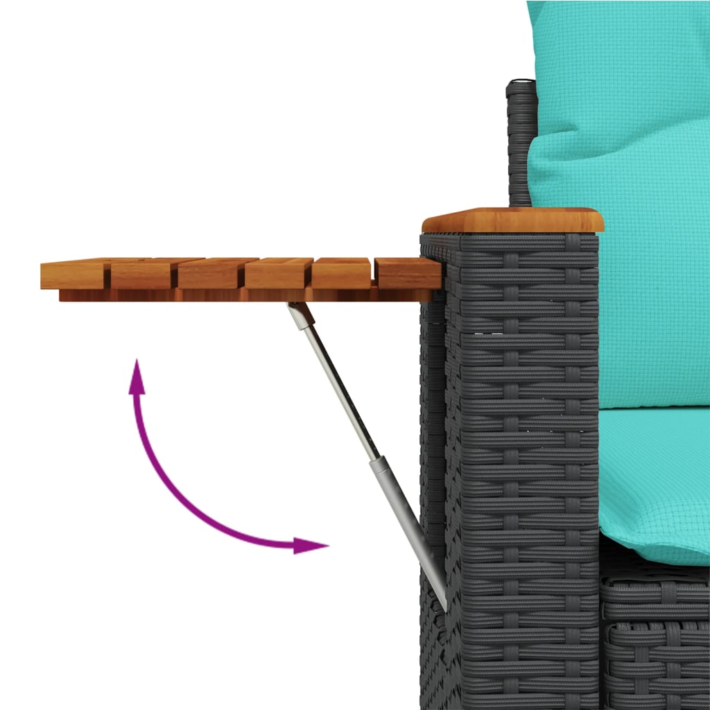 9-tlg. Garten-Sofagarnitur mit Kissen Schwarz Poly Rattan