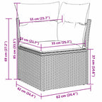 9-tlg. Garten-Sofagarnitur mit Kissen Grau Poly Rattan