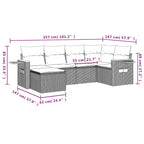 6-tlg. Garten-Sofagarnitur mit Kissen Schwarz Poly Rattan