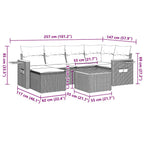 7-tlg. Garten-Sofagarnitur mit Kissen Schwarz Poly Rattan