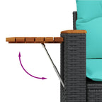8-tlg. Garten-Sofagarnitur mit Kissen Schwarz Poly Rattan