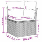 10-tlg. Garten-Sofagarnitur mit Kissen Grau Poly Rattan