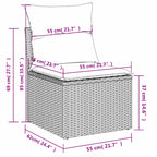 4-teiliges Gartensofa-Set mit Kissen, schwarzes Polyrattan