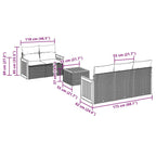 6-teiliges Gartensofa-Set mit Kissen, schwarzes Polyrattan