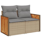 7-tlg. Garten-Sofagarnitur mit Kissen Beige Poly Rattan