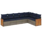 7-teiliges Gartensofa-Set mit Kissen, grau, Polyrattan