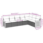 7-teiliges Gartensofa-Set mit Kissen, grau, Polyrattan