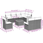 9-tlg. Garten-Sofagarnitur mit Kissen Schwarz Poly Rattan