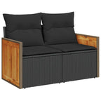 10-tlg. Garten-Sofagarnitur mit Kissen Schwarz Poly Rattan