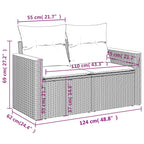 10-teiliges Gartensofa-Set mit Kissen, schwarzes Polyrattan