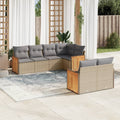 7-tlg. Garten-Sofagarnitur mit Kissen Beige Poly Rattan