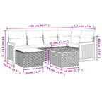 7-tlg. Garten-Sofagarnitur mit Kissen Grau Poly Rattan