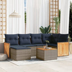 7-teiliges Gartensofa-Set mit Kissen, grau, Polyrattan