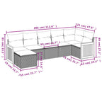 7-teiliges Gartensofa-Set mit Kissen, grau, Polyrattan