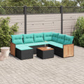 8-teiliges Gartensofa-Set mit Kissen, schwarzes Polyrattan