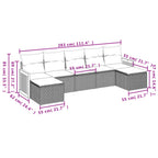 7-teiliges Gartensofa-Set mit Kissen, grau, Polyrattan