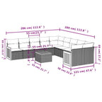 11-teiliges Gartensofa-Set mit Kissen, grau, Polyrattan