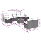 10-tlg. Garten-Sofagarnitur mit Kissen Schwarz Poly Rattan