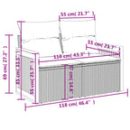 10-teiliges Gartensofa-Set mit Kissen, schwarzes Polyrattan