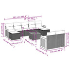 10-tlg. Garten-Sofagarnitur mit Kissen Schwarz Poly Rattan