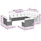 12-tlg. Garten-Sofagarnitur mit Kissen Schwarz Poly Rattan