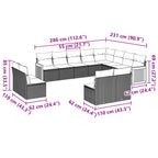 12-tlg. Garten-Sofagarnitur mit Kissen Schwarz Poly Rattan