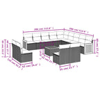 14-teiliges Gartensofa-Set mit Kissen, grau, Polyrattan