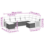 9-tlg. Garten-Sofagarnitur mit Kissen Grau Poly Rattan